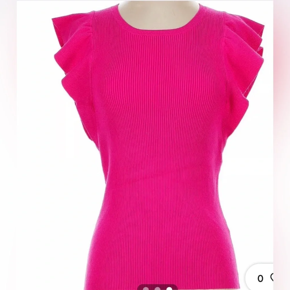 RORY TOP Rib Knit Ruffle Tee size small - Picture 2 of 8